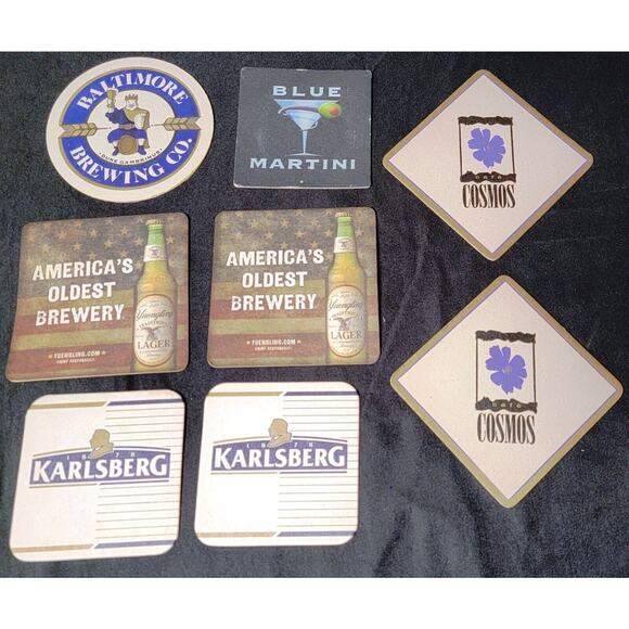 Vintage Lot Of 8 HTF Beer Bar Coasters Mixed Brands Cardboard EUC - Picture 1 of 12